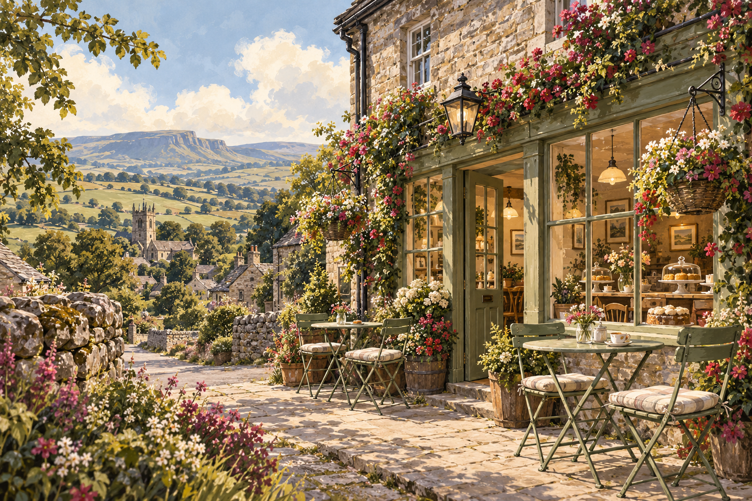Folkshire illustration of tea room