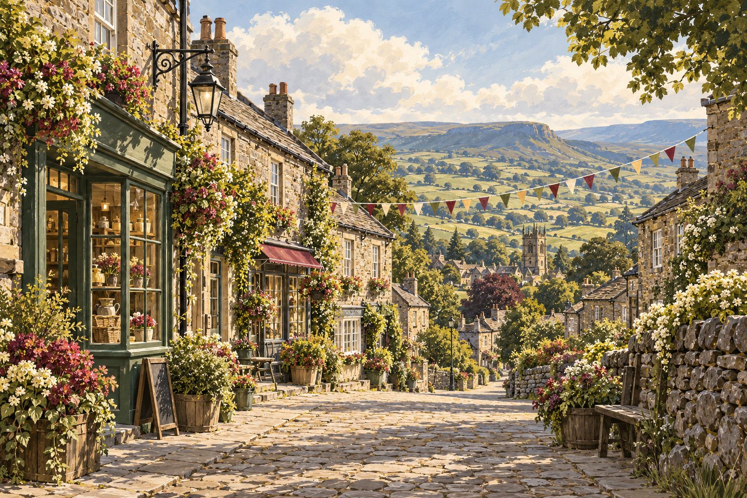 Folkshire illustration of yorkshire village