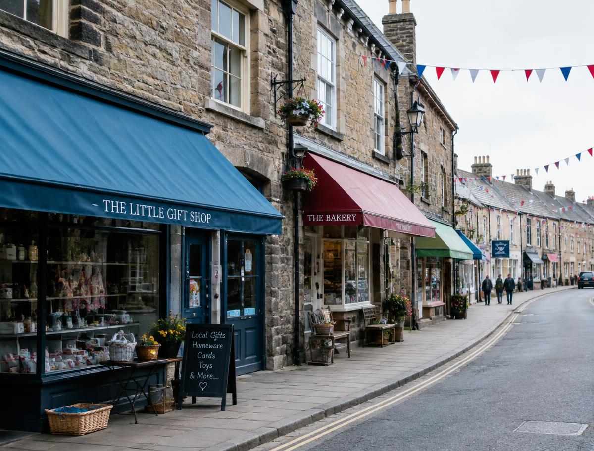 Independent shops on a stone high street